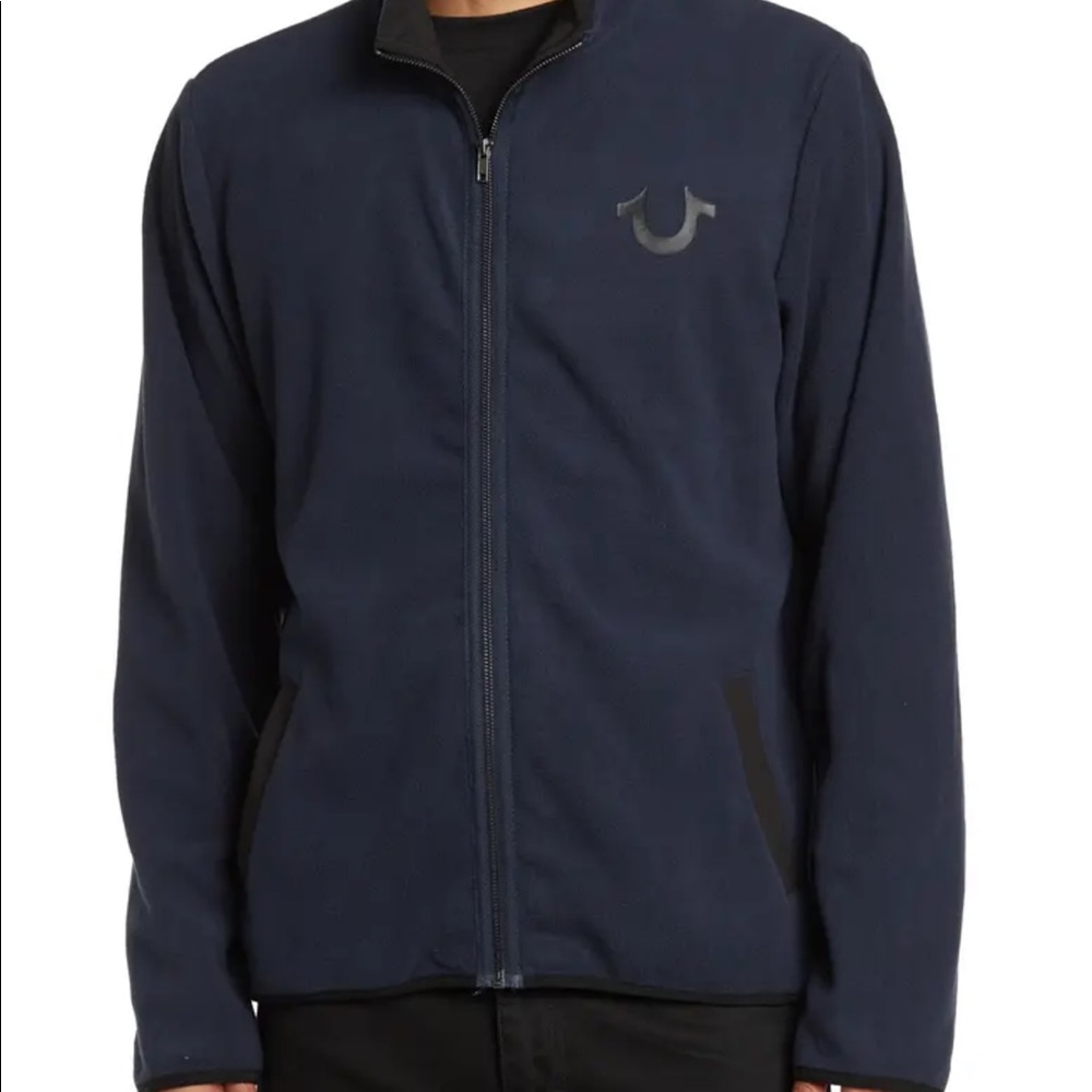 True Religion zip up blue fleece jacket Sz Xl